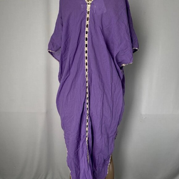 Mono New York Women's Ibiza Embroidered Kaftan Midi Dress One Size Assort Purple - Picture 5 of 8